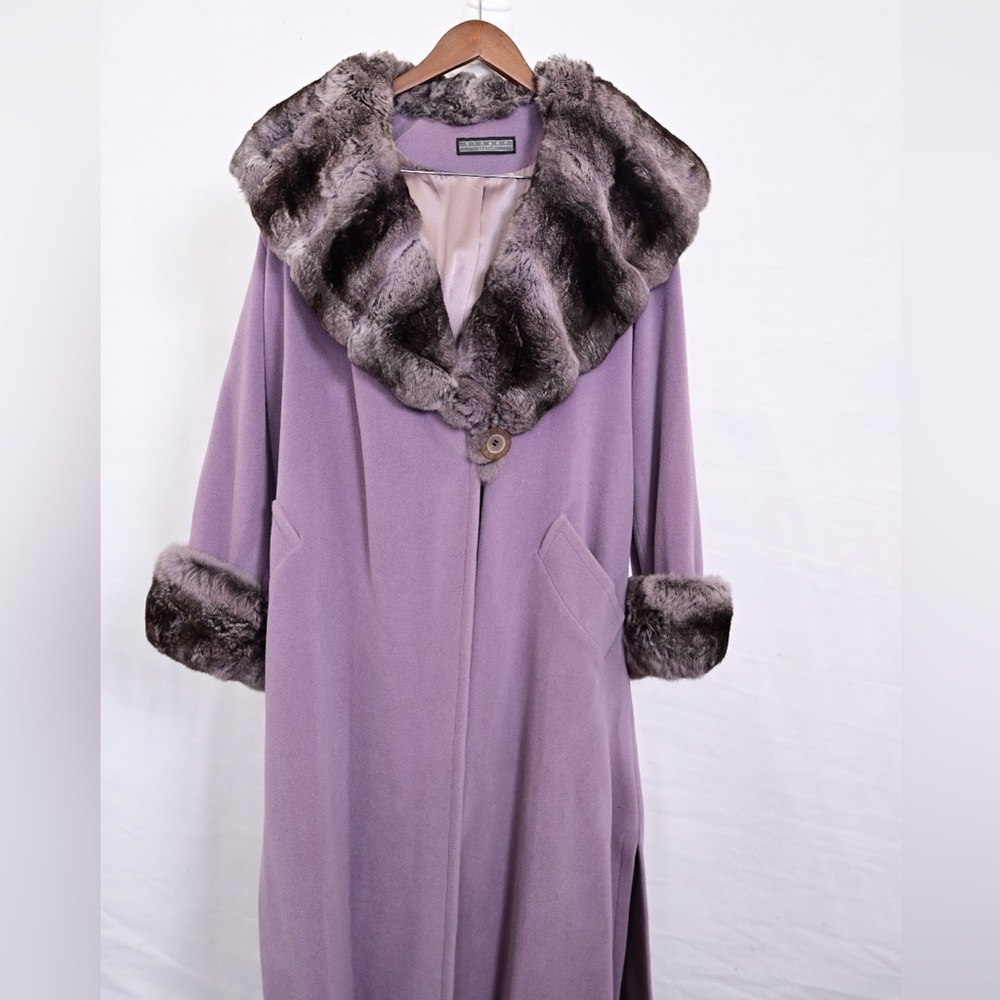 Bisang Couture Full Chinchilla Trench Coat Purple